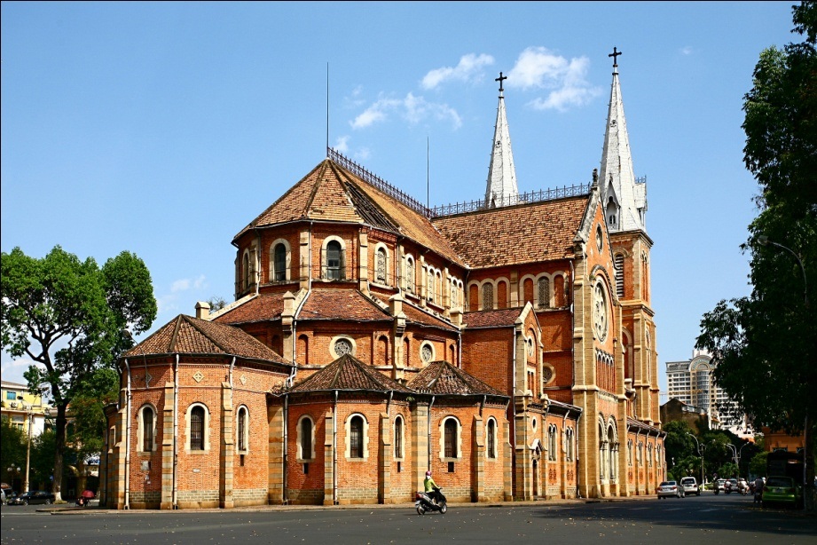 Notre Dame Cathedral, typical French architecture in the heart of Saigon